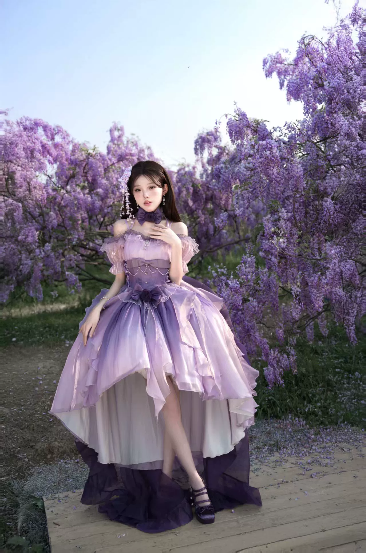 Meowing and fruity - Midsummer Dream - Gradient Color Wedding Lolita JSK Dress Set, Fishbone Waist - Image 8
