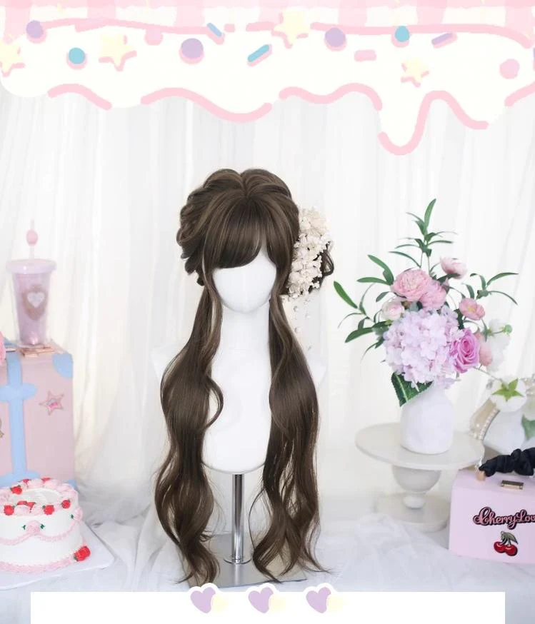 Dalao Home - Grey Brown Classic Lolita Long Wig With Natural Wavy - Image 2