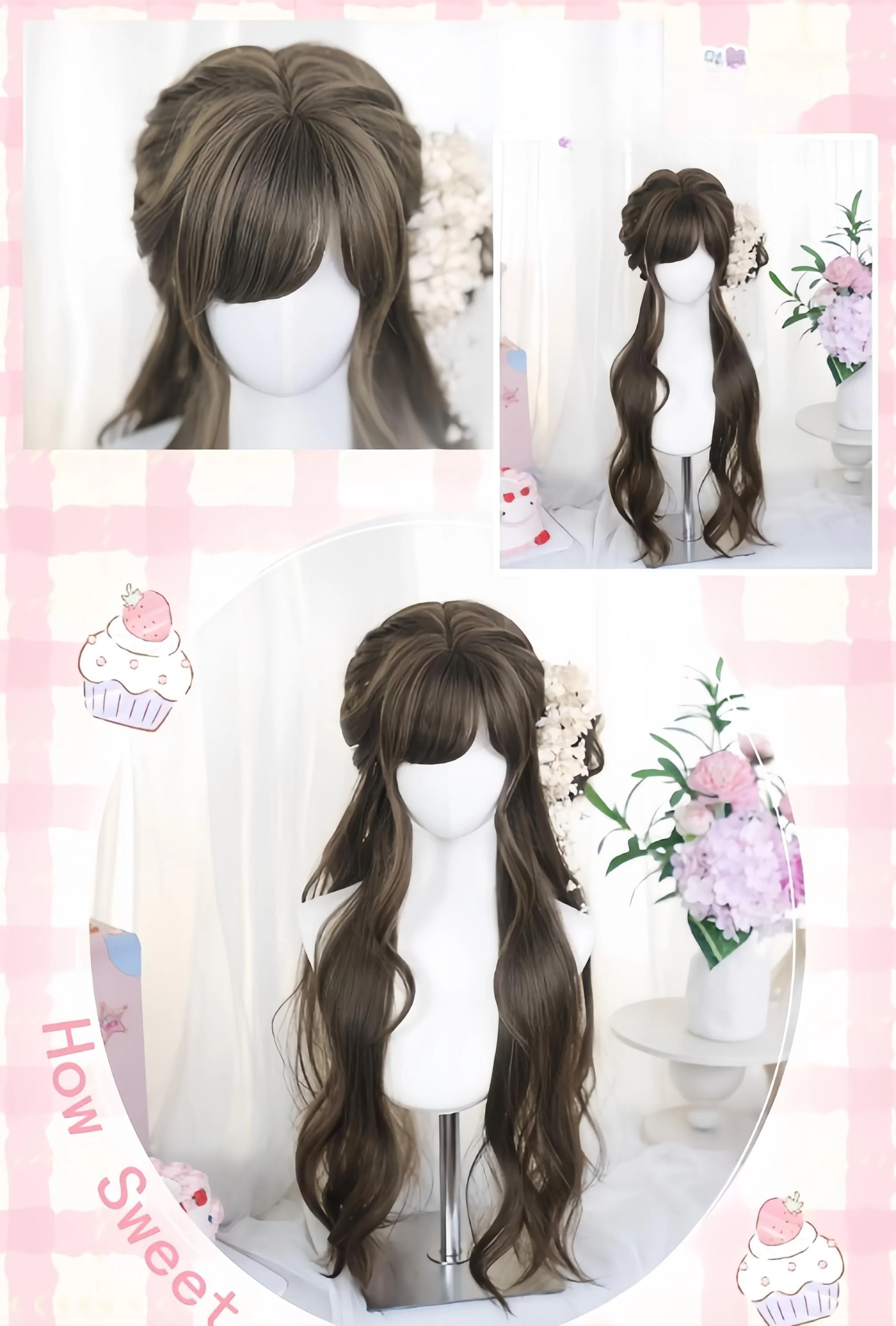 Dalao Home - Grey Brown Classic Lolita Long Wig With Natural Wavy - Image 3