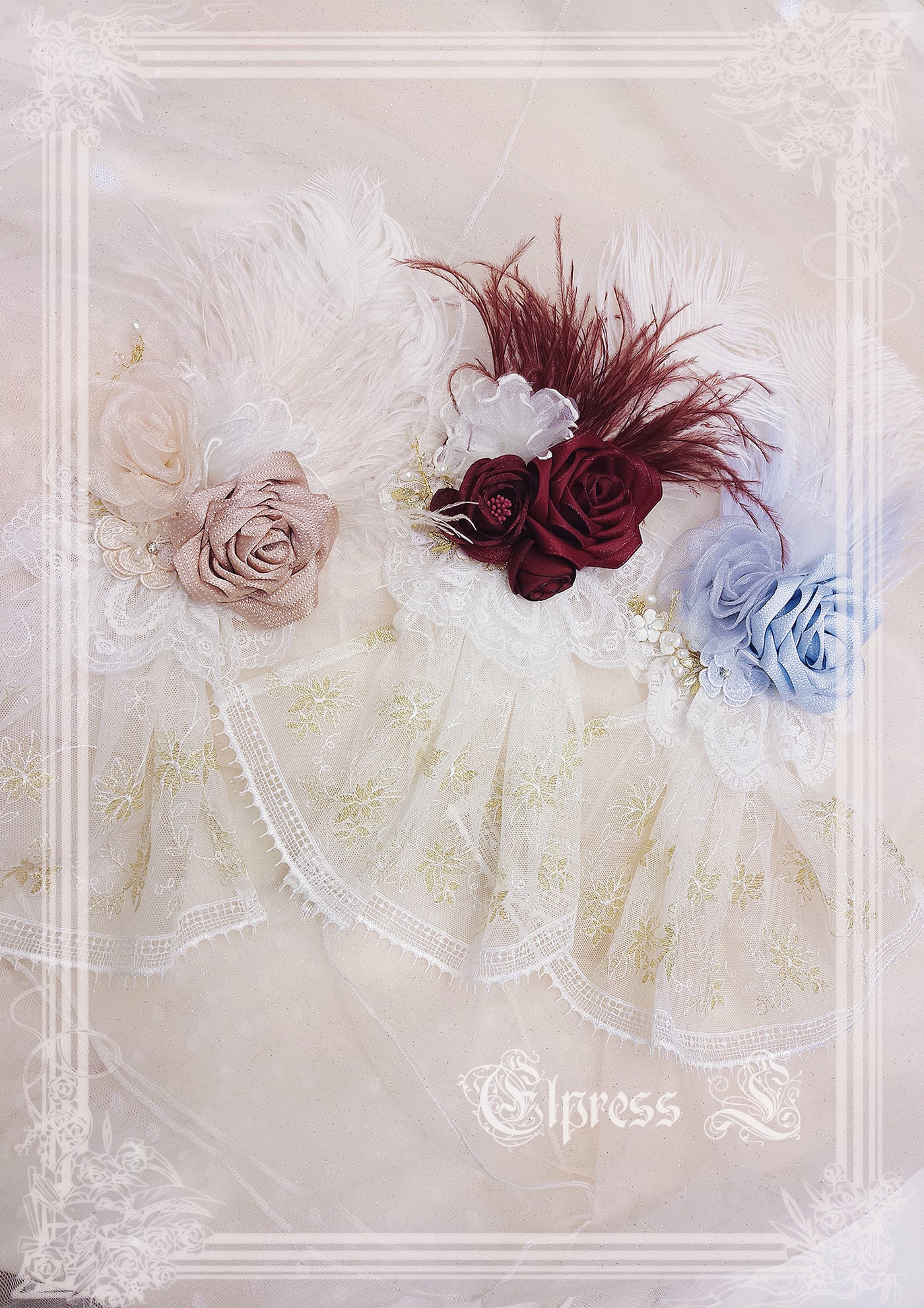 Christmas Flower Hairpins Lolita Mesh Veil KC Bonnet - Image 16