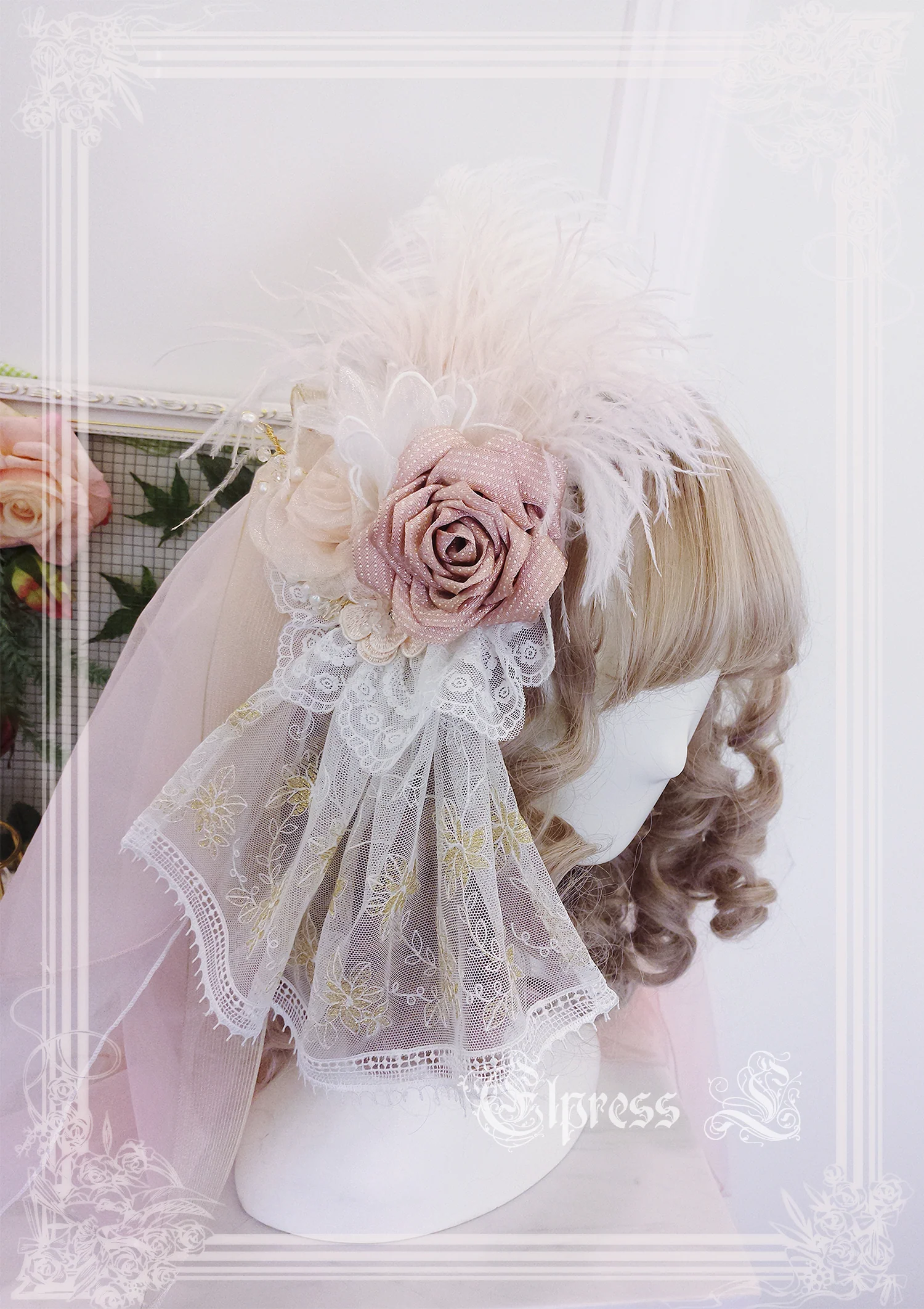 Christmas Flower Hairpins Lolita Mesh Veil KC Bonnet - Image 17
