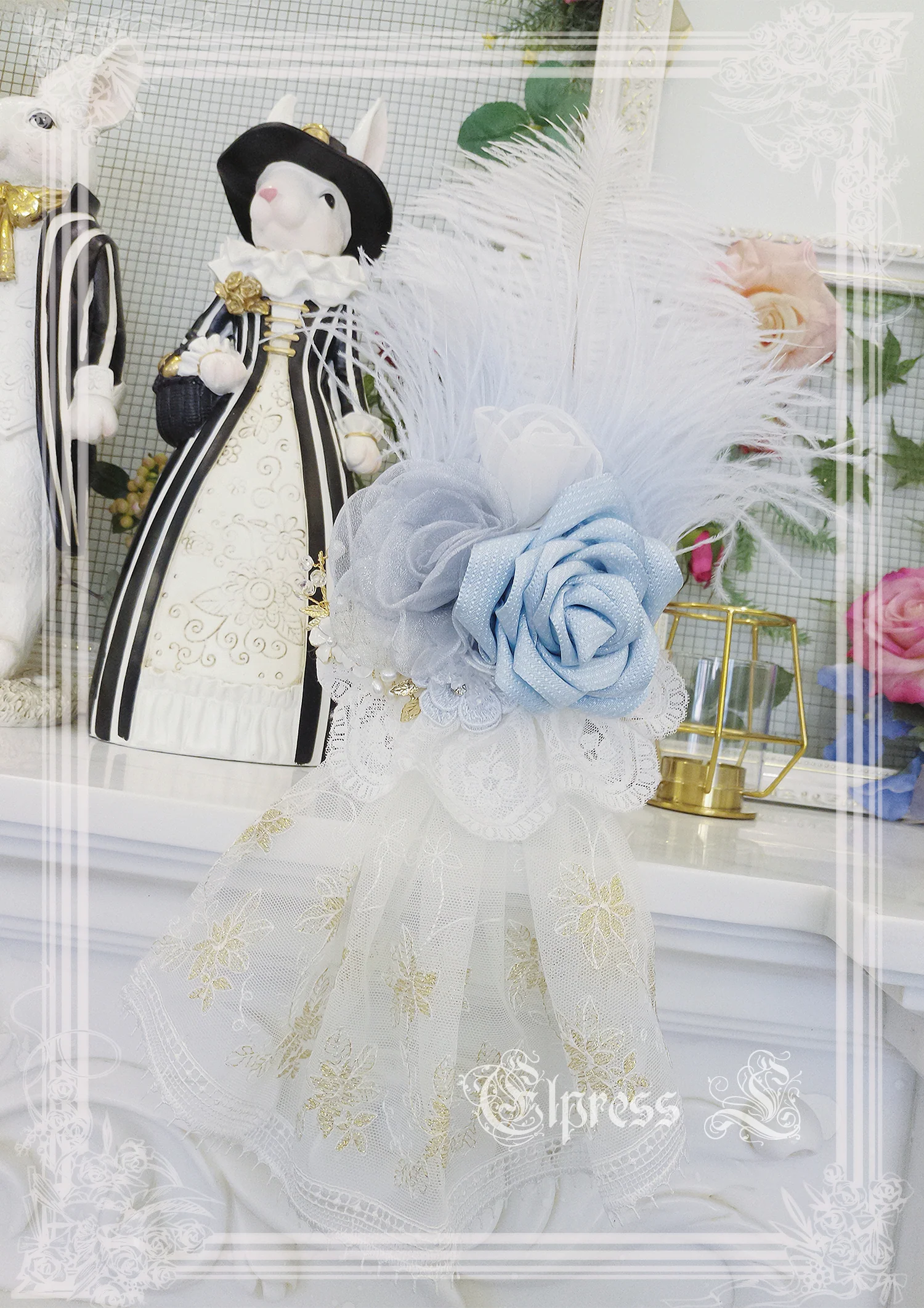 Christmas Flower Hairpins Lolita Mesh Veil KC Bonnet - Image 18