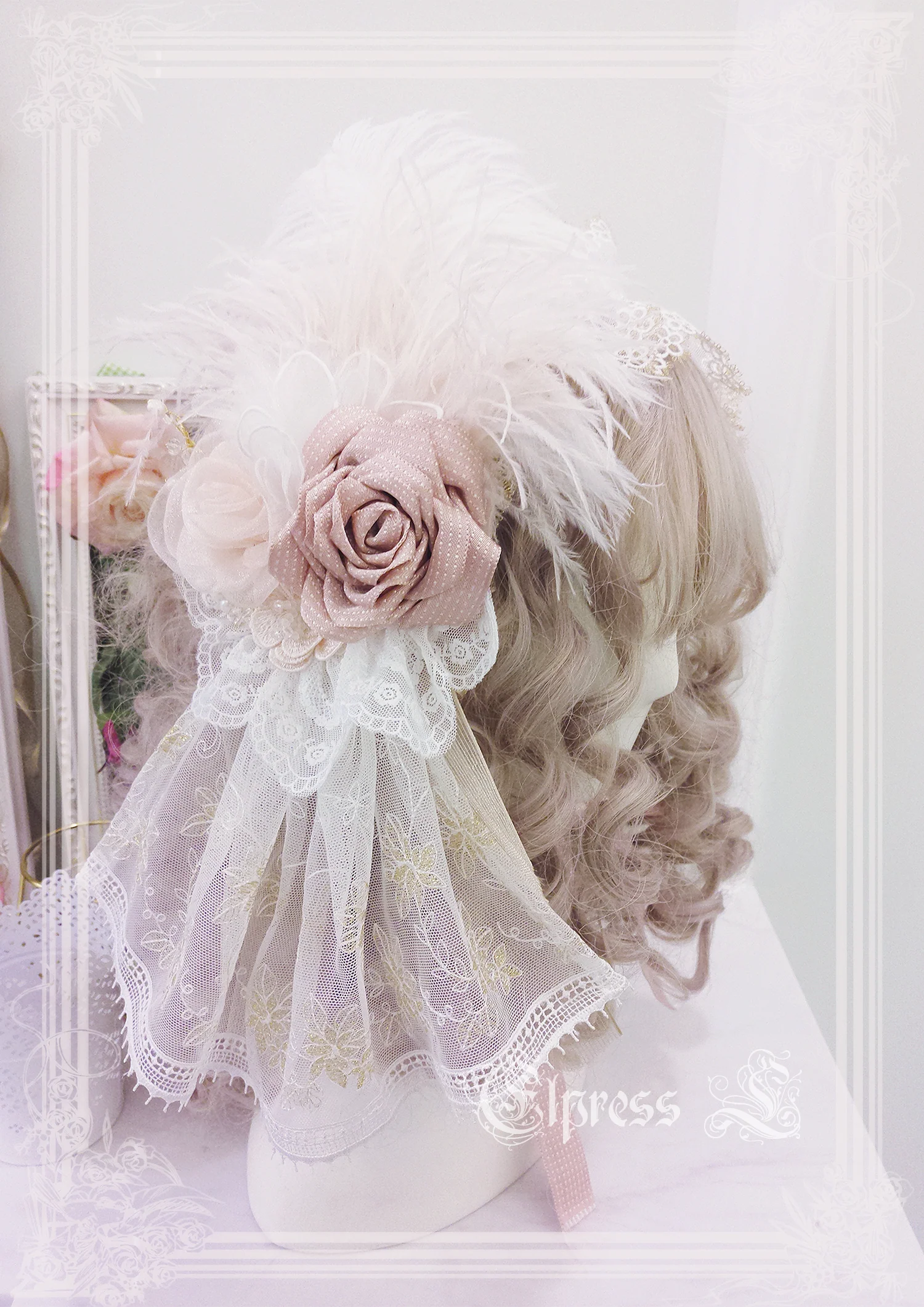 Christmas Flower Hairpins Lolita Mesh Veil KC Bonnet - Image 20
