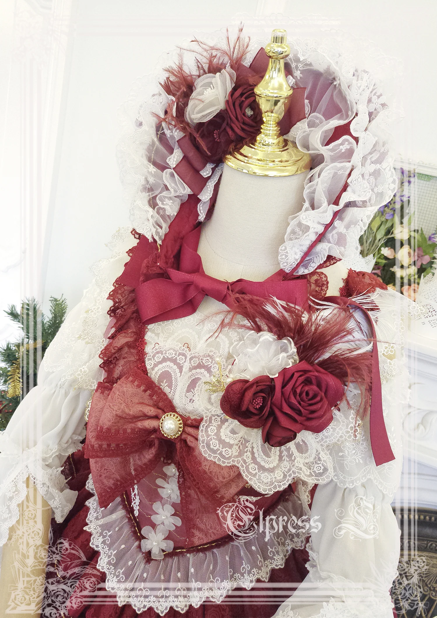 Christmas Flower Hairpins Lolita Mesh Veil KC Bonnet - Image 21