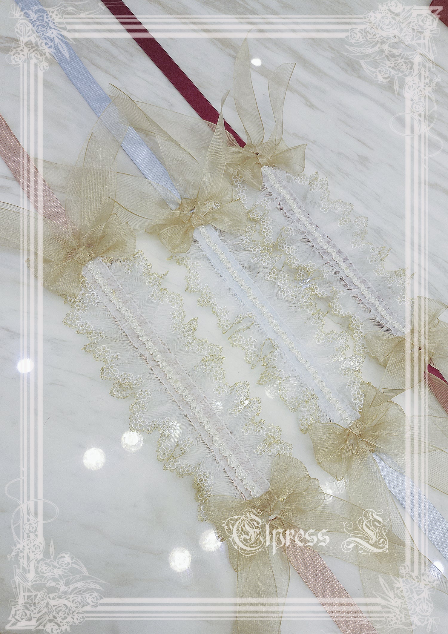 Christmas Flower Hairpins Lolita Mesh Veil KC Bonnet - Image 25