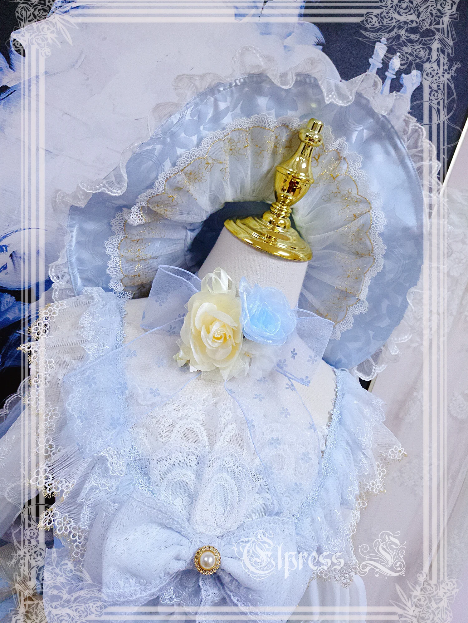 Christmas Flower Hairpins Lolita Mesh Veil KC Bonnet - Image 28