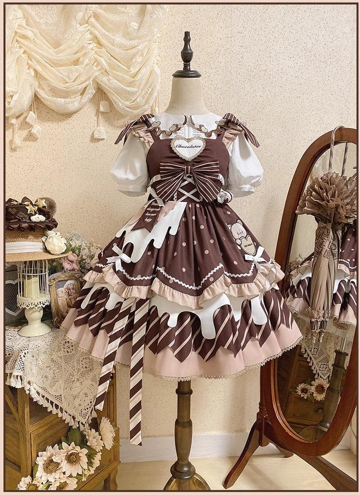 Chocolate Milk Pie - Sweet Lolita Jumper Dress Summer Salopette - Image 21