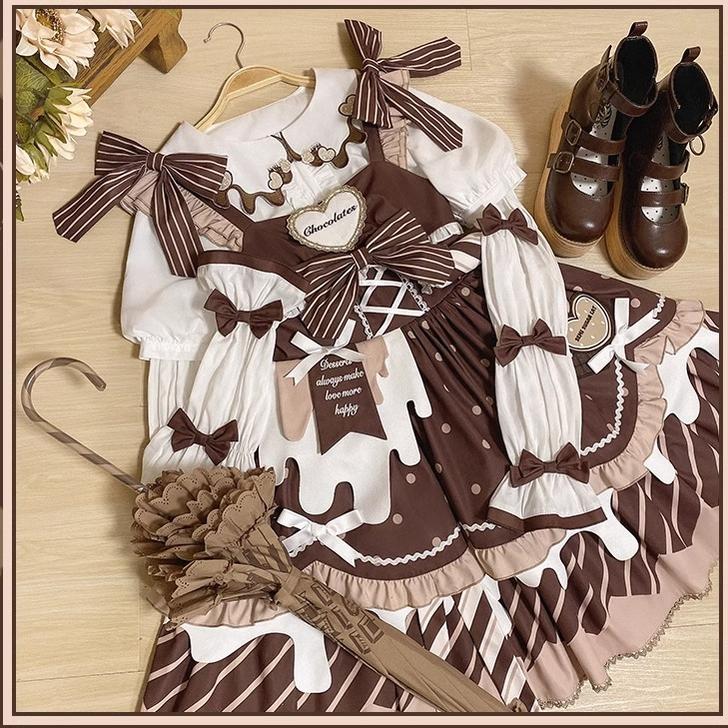 Chocolate Milk Pie - Sweet Lolita Jumper Dress Summer Salopette - Image 22