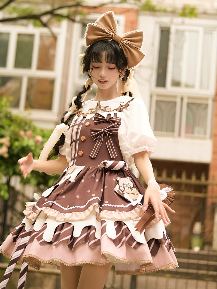 Chocolate Milk Pie - Sweet Lolita Jumper Dress Summer Salopette - Image 5