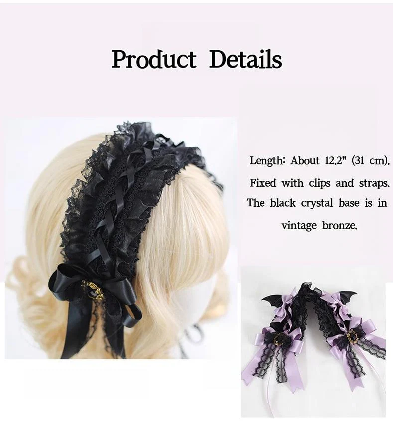 Xiaogui - Halloween Gothic Lolita Hairband, Detachable Devil Wings - Image 13