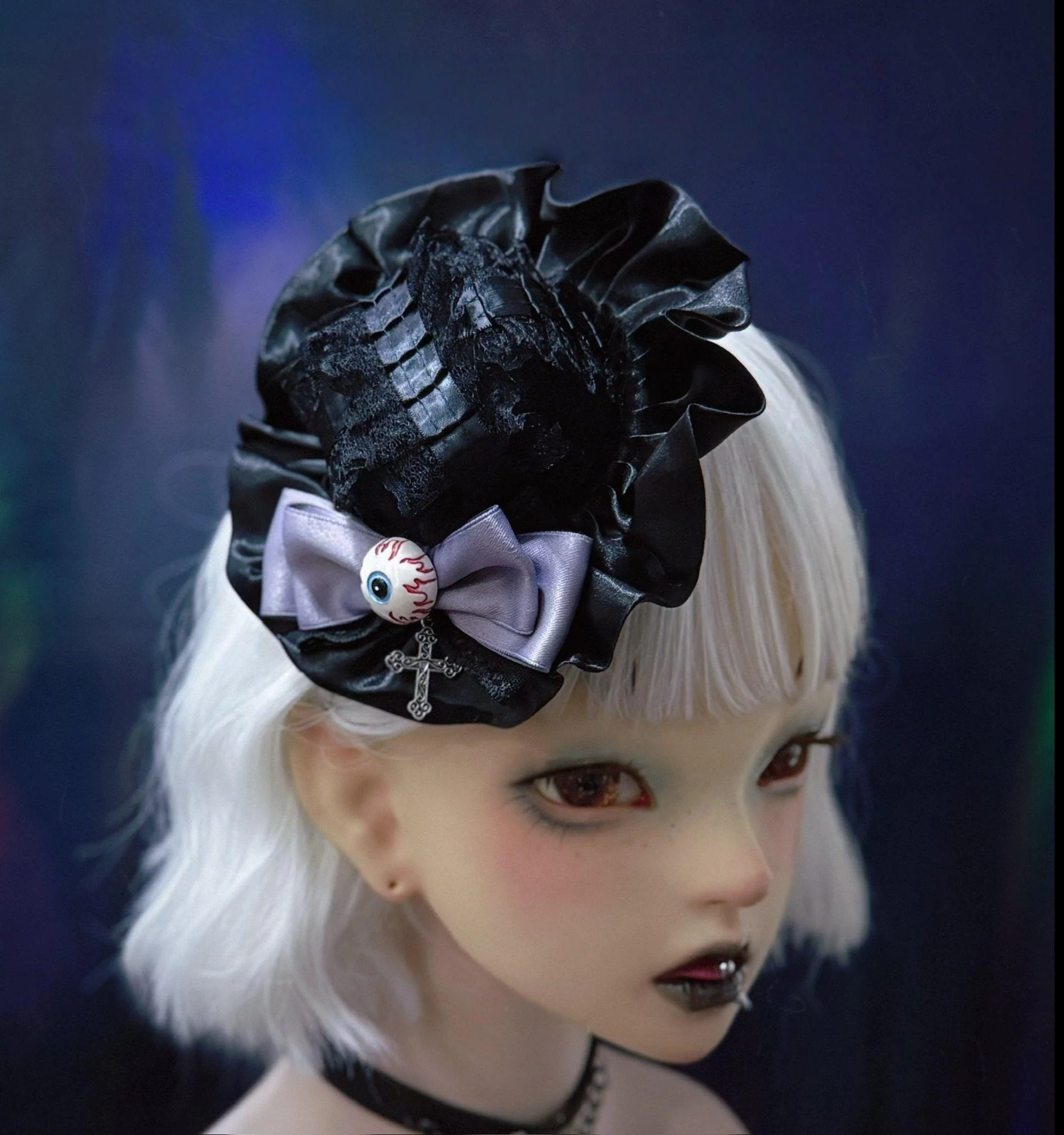 Halloween Gothic Lolita Headdress, Eyeball & Skeleton Accent - Image 2