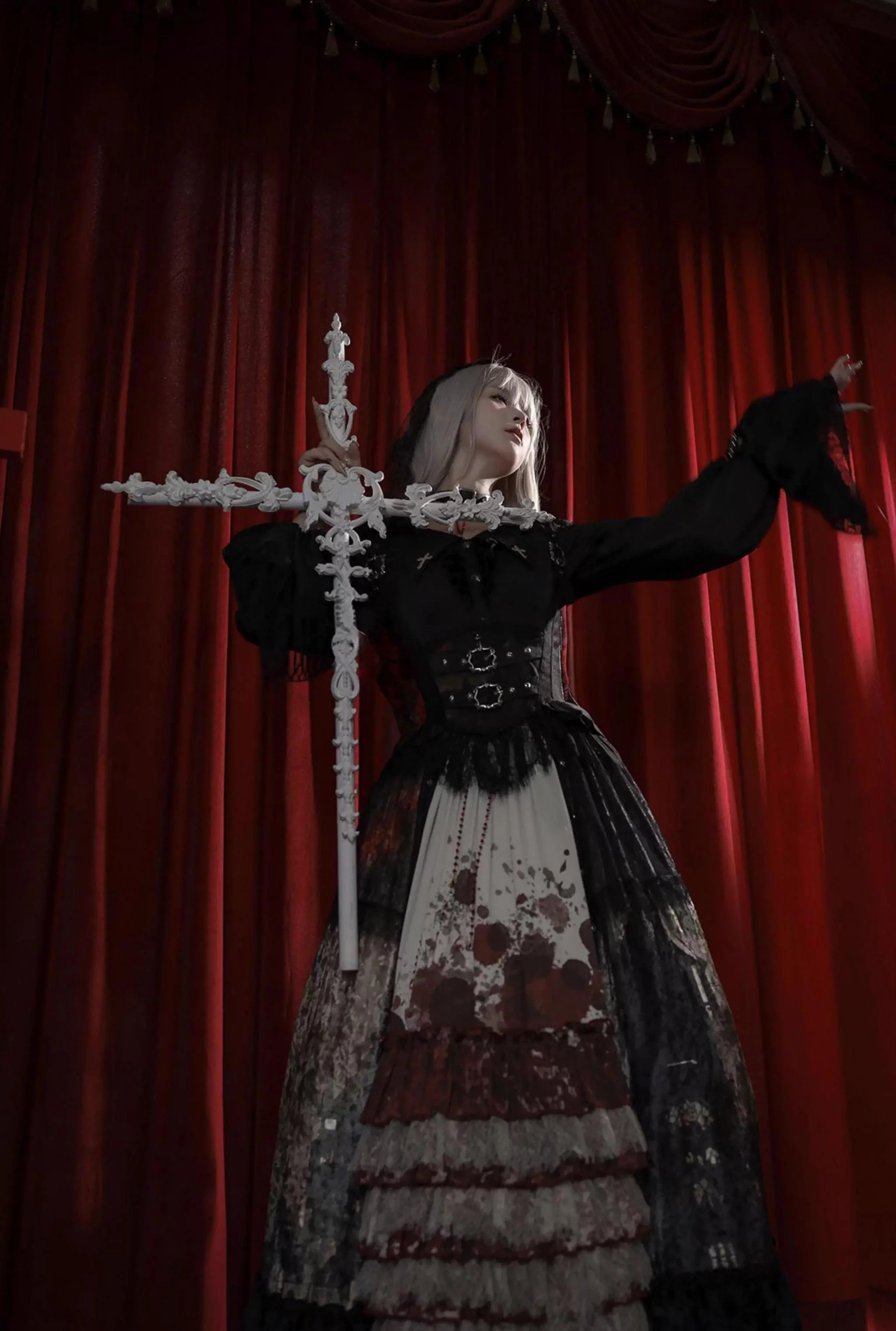 Heretic Nun - Halloween Gothic Lolita JSK Dress & Blouse Set - Image 10