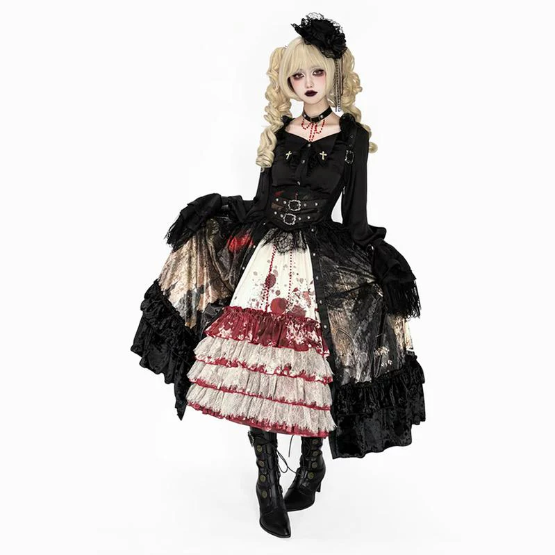 Heretic Nun - Halloween Gothic Lolita JSK Dress & Blouse Set - Image 3