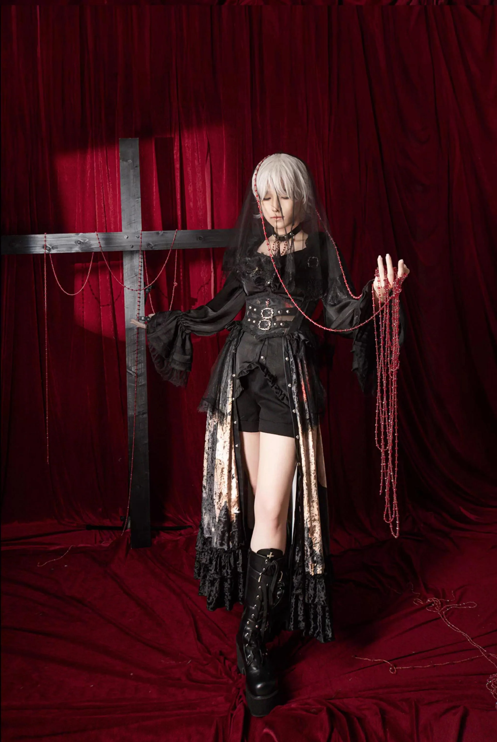 Heretic Nun - Halloween Gothic Lolita JSK Dress & Blouse Set - Image 6