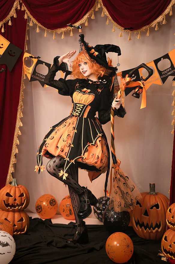 Lemon Honey - Halloween Gothic Lolita Jumper Dress, Pumpkin-inspired Dress - Image 10