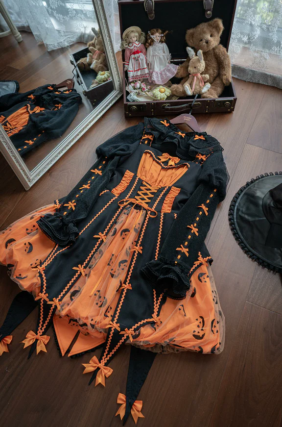 Lemon Honey - Halloween Gothic Lolita Jumper Dress, Pumpkin-inspired Dress - Image 14