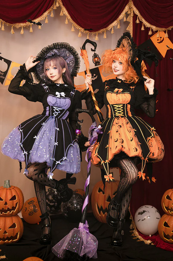 Lemon Honey - Halloween Gothic Lolita Jumper Dress, Pumpkin-inspired Dress - Image 2