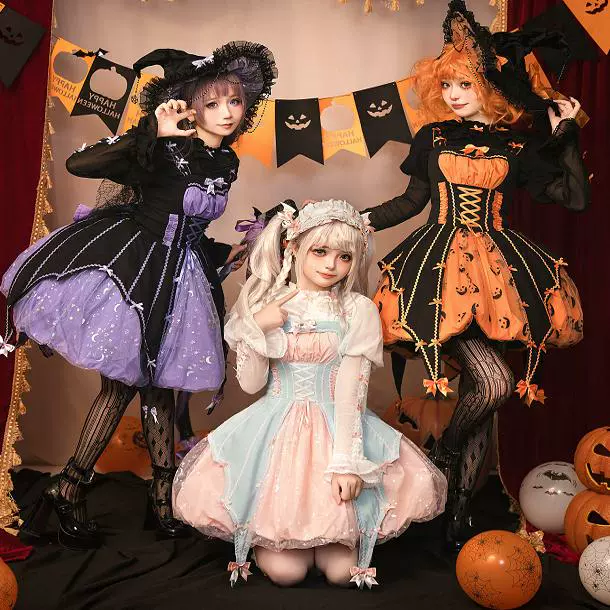 Lemon Honey - Halloween Gothic Lolita Jumper Dress, Pumpkin-inspired Dress - Image 3