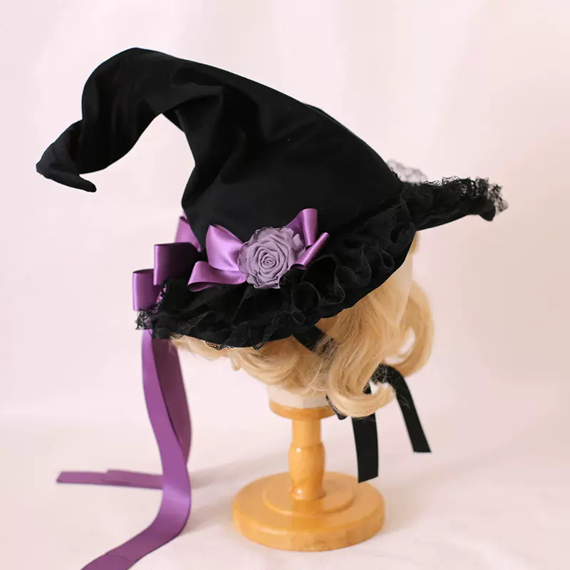 Xiaogui - Halloween Gothic Lolita Witch Hat Bow Velvet BNT - Image 10