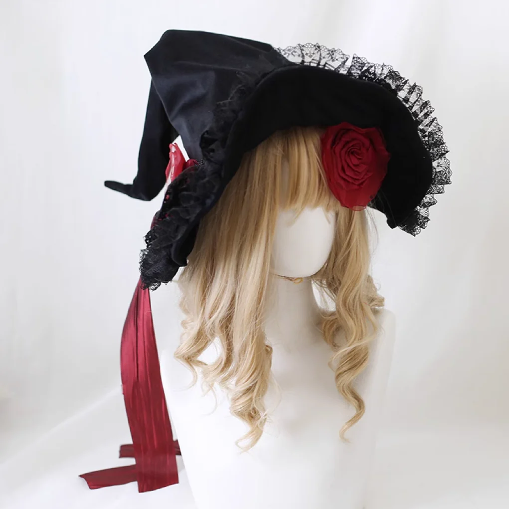 Xiaogui - Halloween Gothic Lolita Witch Hat Bow Velvet BNT - Image 3