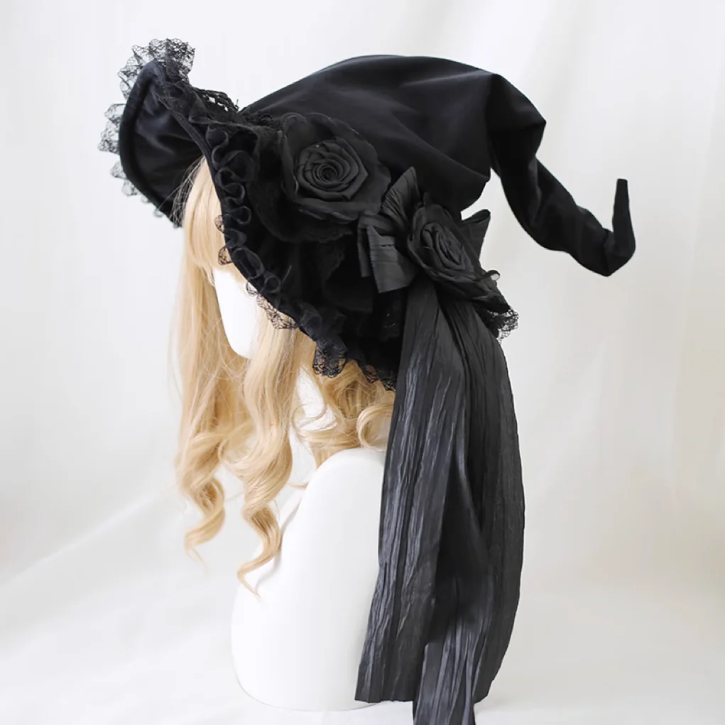 Xiaogui - Halloween Gothic Lolita Witch Hat Bow Velvet BNT - Image 4