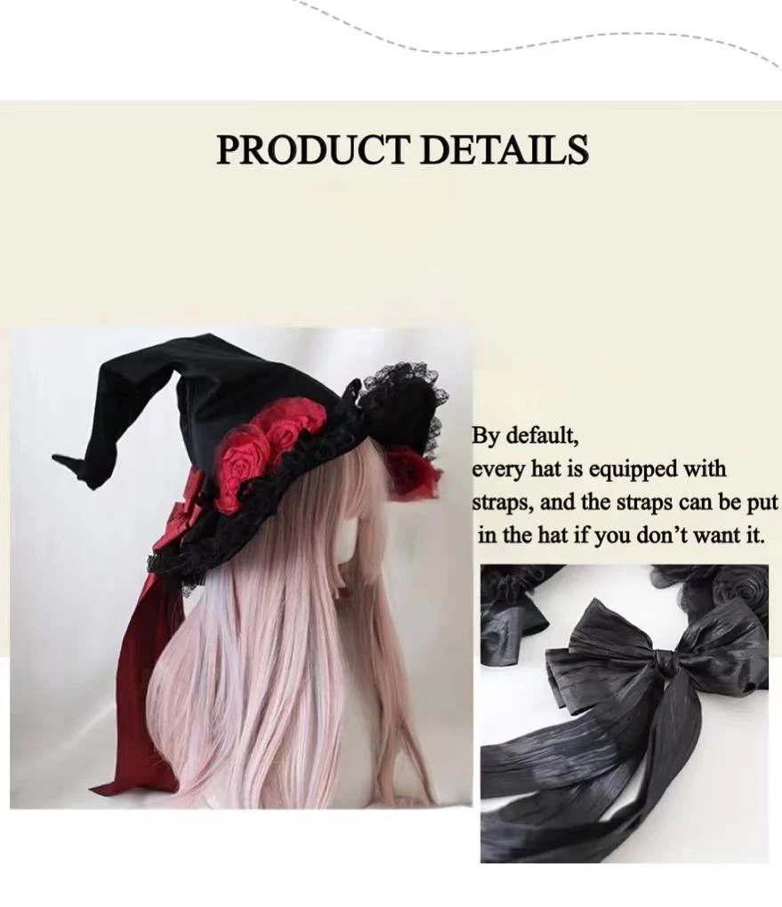 Xiaogui - Halloween Gothic Lolita Witch Hat Bow Velvet BNT - Image 8