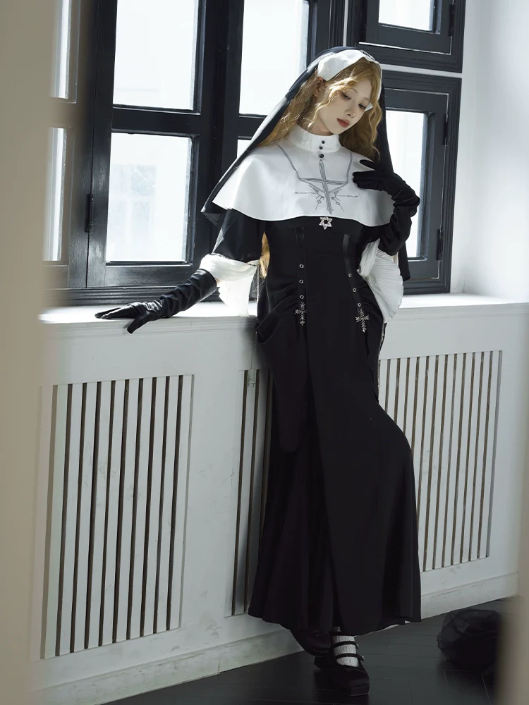 Night Cathedral - Halloween Nun Lolita OP Suit Gothic Dress Set