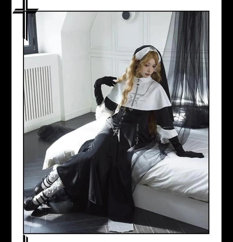 Night Cathedral - Halloween Nun Lolita OP Suit Gothic Dress Set - Image 11