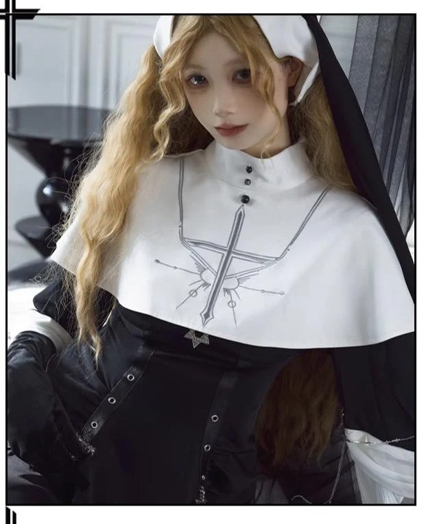 Night Cathedral - Halloween Nun Lolita OP Suit Gothic Dress Set - Image 12