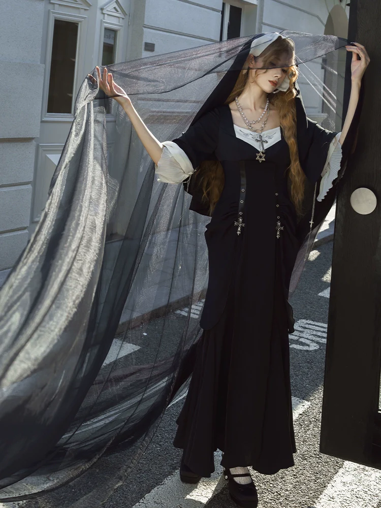 Night Cathedral - Halloween Nun Lolita OP Suit Gothic Dress Set - Image 14