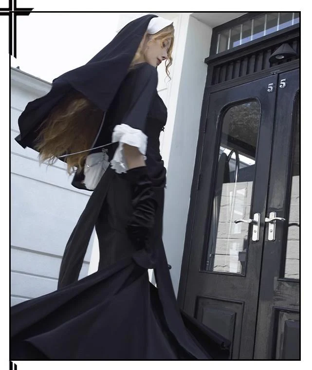 Night Cathedral - Halloween Nun Lolita OP Suit Gothic Dress Set - Image 17