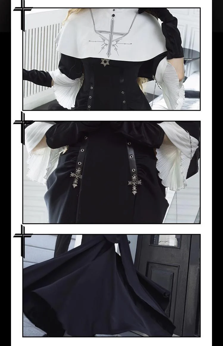 Night Cathedral - Halloween Nun Lolita OP Suit Gothic Dress Set - Image 19
