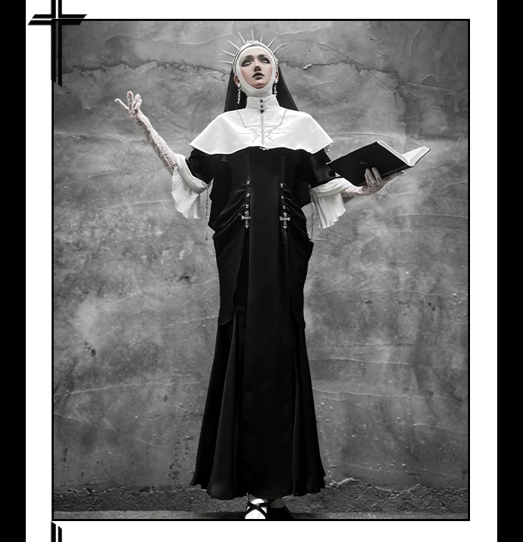 Night Cathedral - Halloween Nun Lolita OP Suit Gothic Dress Set - Image 2