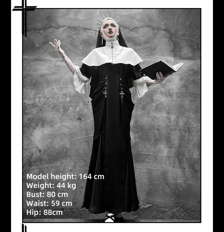 Night Cathedral - Halloween Nun Lolita OP Suit Gothic Dress Set - Image 7