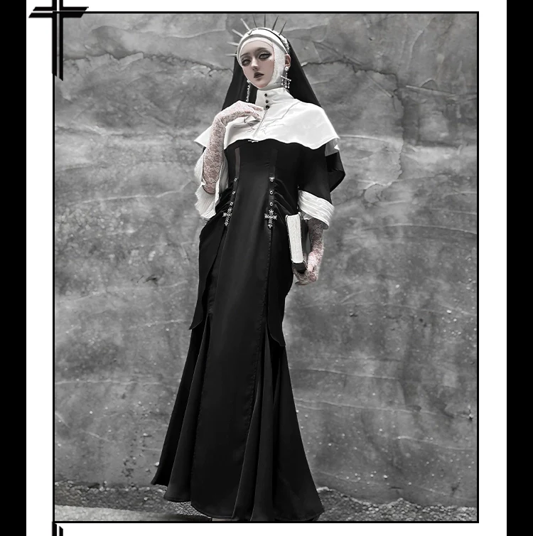 Night Cathedral - Halloween Nun Lolita OP Suit Gothic Dress Set - Image 8
