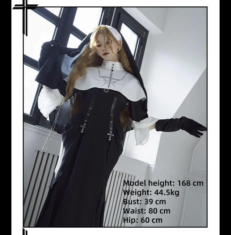 Night Cathedral - Halloween Nun Lolita OP Suit Gothic Dress Set - Image 9