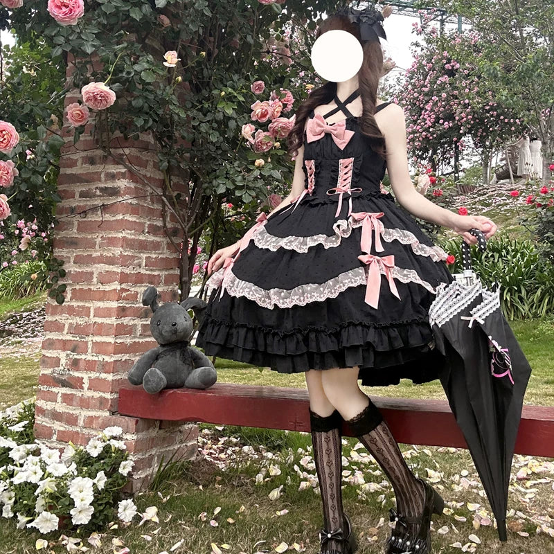Miss Pearl - Halter Neck Sweet Lolita JSK Dress, Tiered Skirt - Image 10
