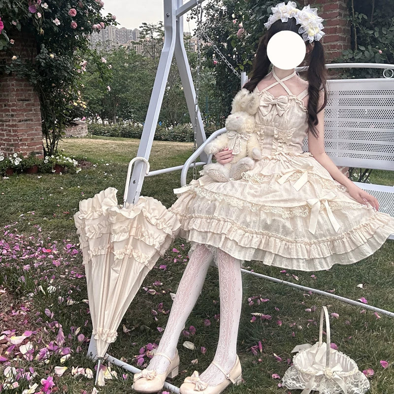 Miss Pearl - Halter Neck Sweet Lolita JSK Dress, Tiered Skirt - Image 14