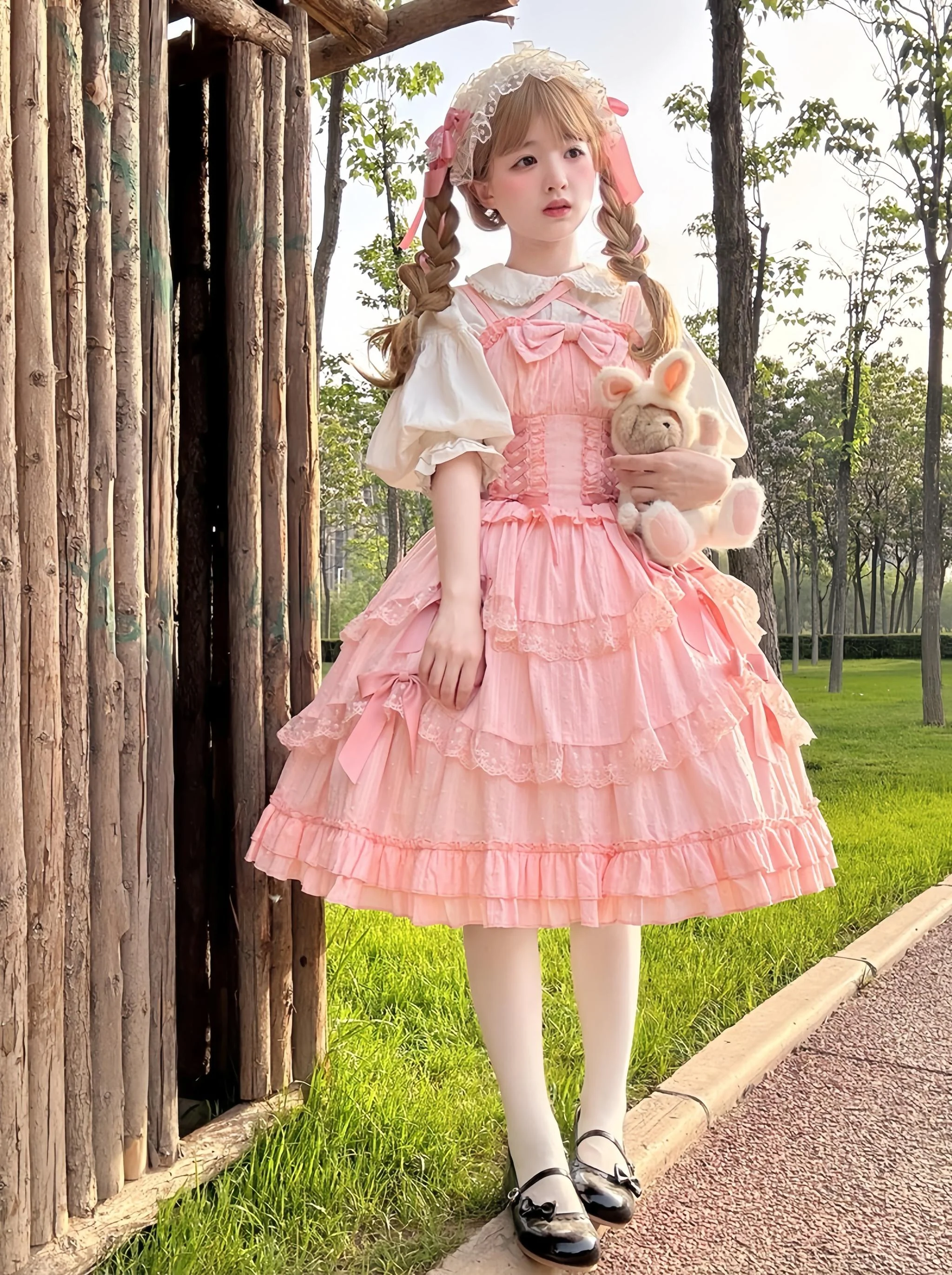 Miss Pearl - Halter Neck Sweet Lolita JSK Dress, Tiered Skirt - Image 2