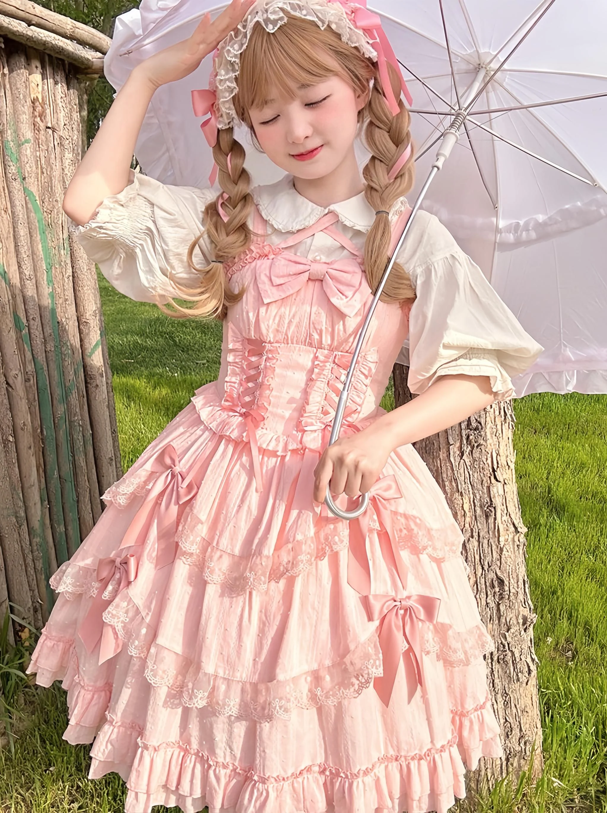 Miss Pearl - Halter Neck Sweet Lolita JSK Dress, Tiered Skirt - Image 3
