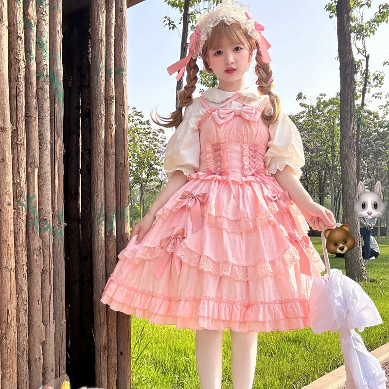 Miss Pearl - Halter Neck Sweet Lolita JSK Dress, Tiered Skirt - Image 5
