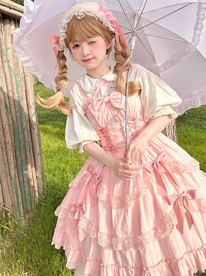 Miss Pearl - Halter Neck Sweet Lolita JSK Dress, Tiered Skirt - Image 6