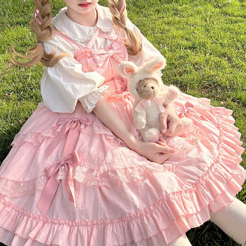 Miss Pearl - Halter Neck Sweet Lolita JSK Dress, Tiered Skirt - Image 8