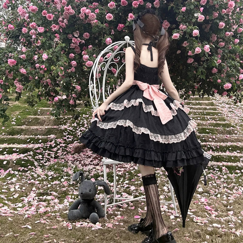 Miss Pearl - Halter Neck Sweet Lolita JSK Dress, Tiered Skirt - Image 9