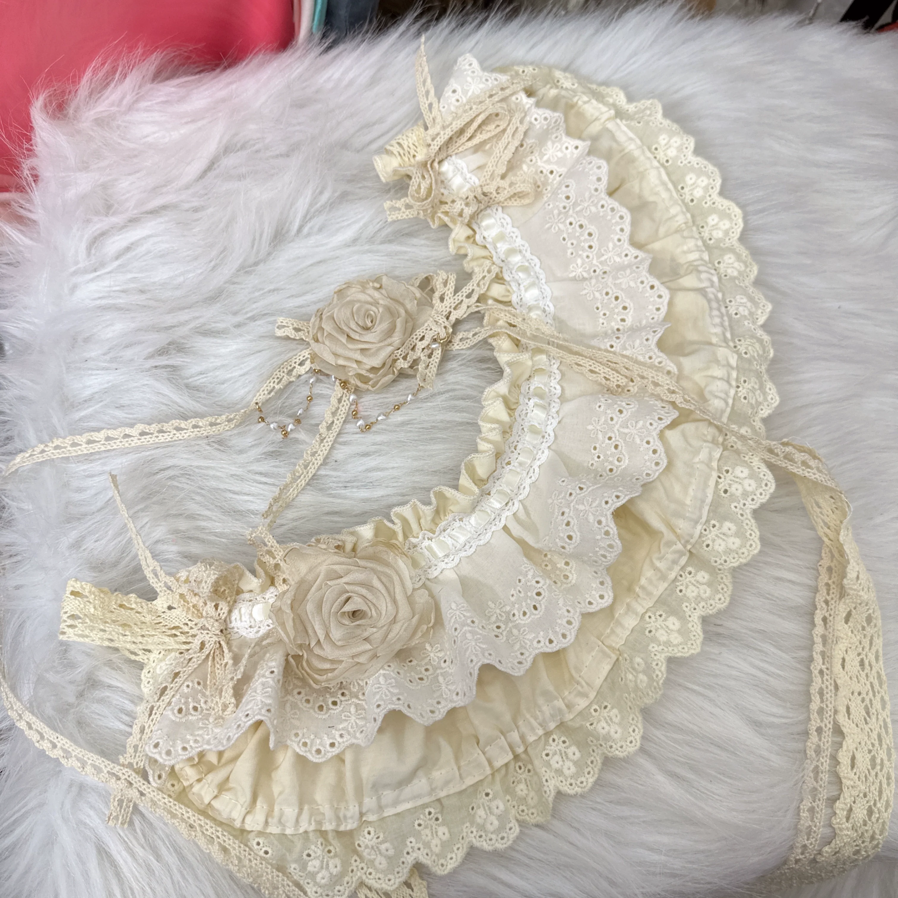 Handmade Cotton Lolita Bonnet Rose Elements BNT - Image 11