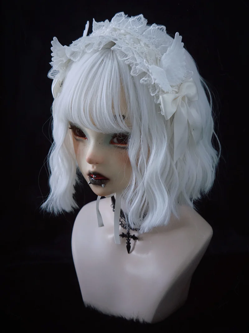 Strange Sugar - Gothic Lolita White Lace Angel Wings Hairband - Image 5