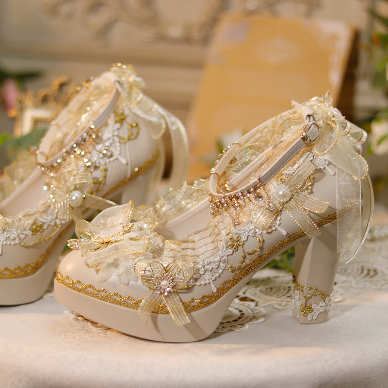 One Night - Handmade Luxuriant Tea Party Lolita Shoes - Image 3