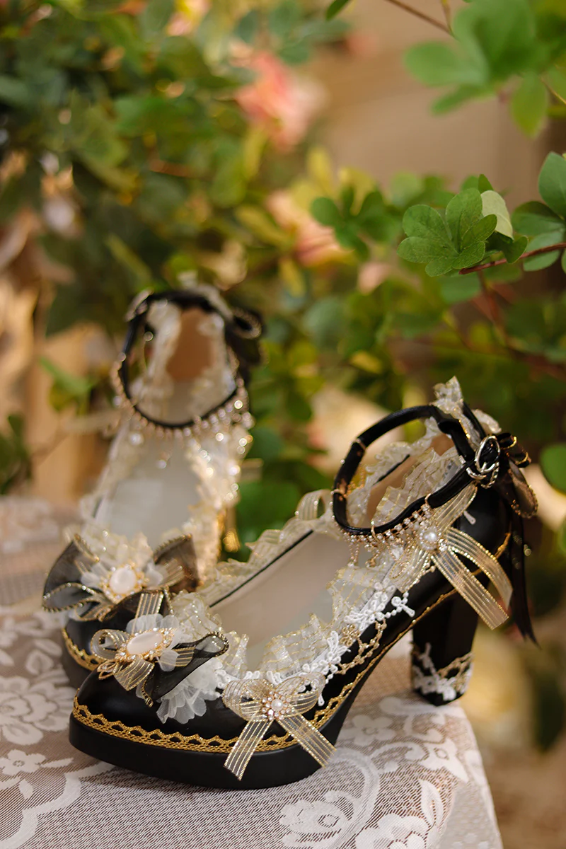 One Night - Handmade Luxuriant Tea Party Lolita Shoes - Image 8
