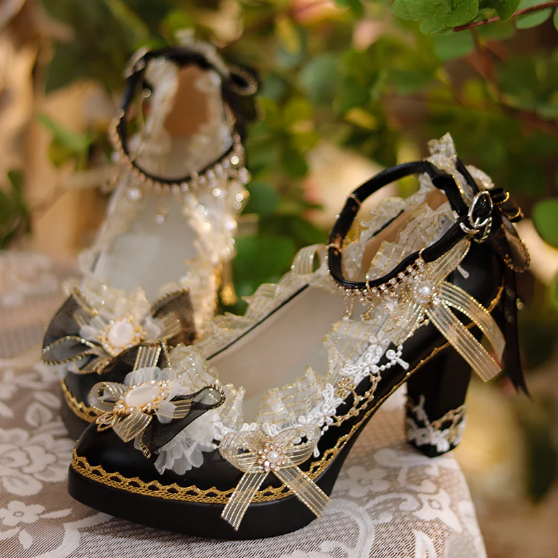One Night - Handmade Luxuriant Tea Party Lolita Shoes - Image 9