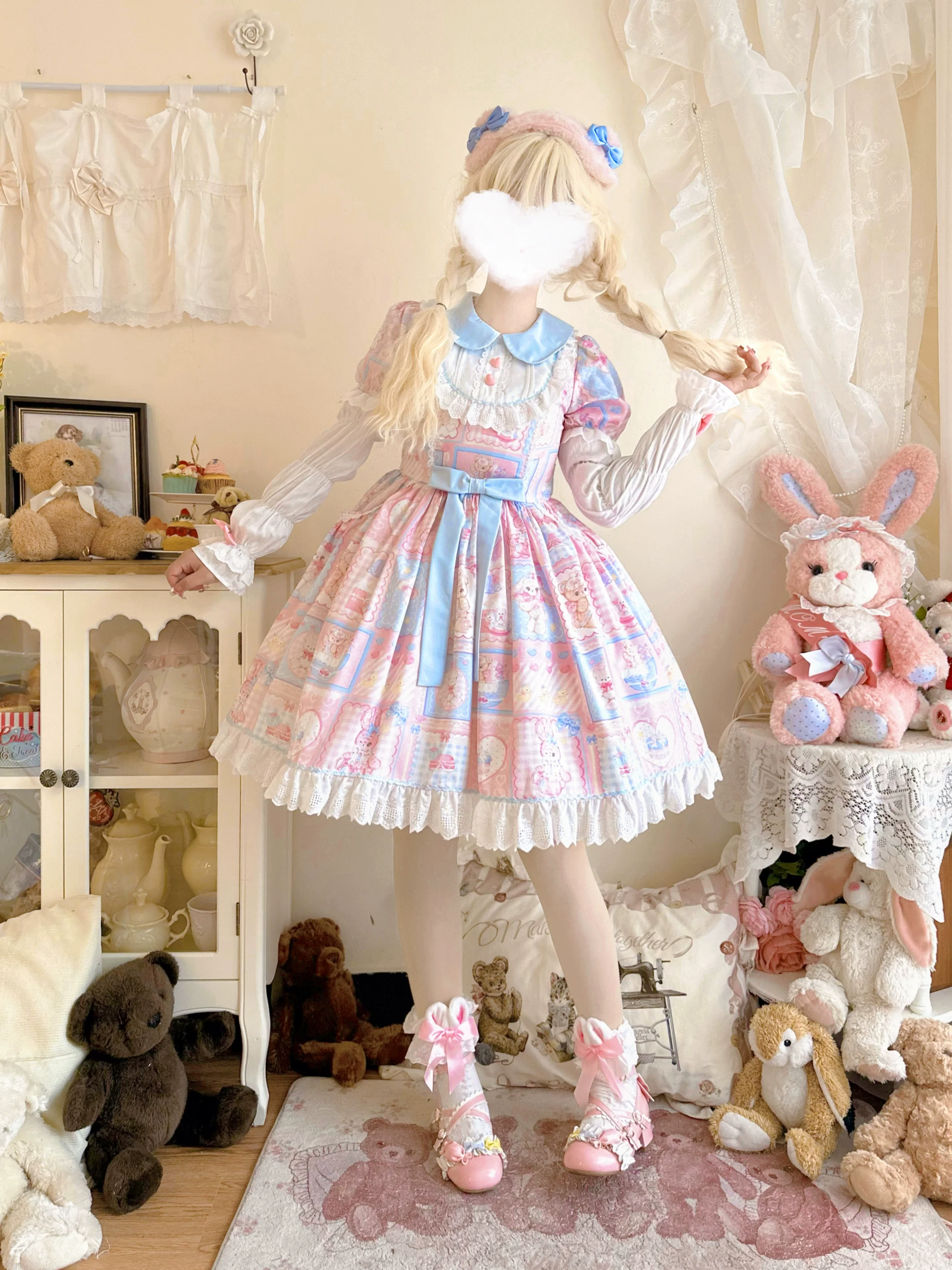 Hanguliang - Sweet Bunny Bear - Sweet Lolita Dress Long Sleeve Winter Lolita OP - Image 10